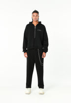 Sudadera con capucha, media cremallera y panel jacquard de chenilla con brillo | MWM [PS_COLORS:BLACK]