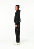 Sudadera con capucha, media cremallera y panel jacquard de chenilla con brillo | MWM [PS_COLORS:BLACK]