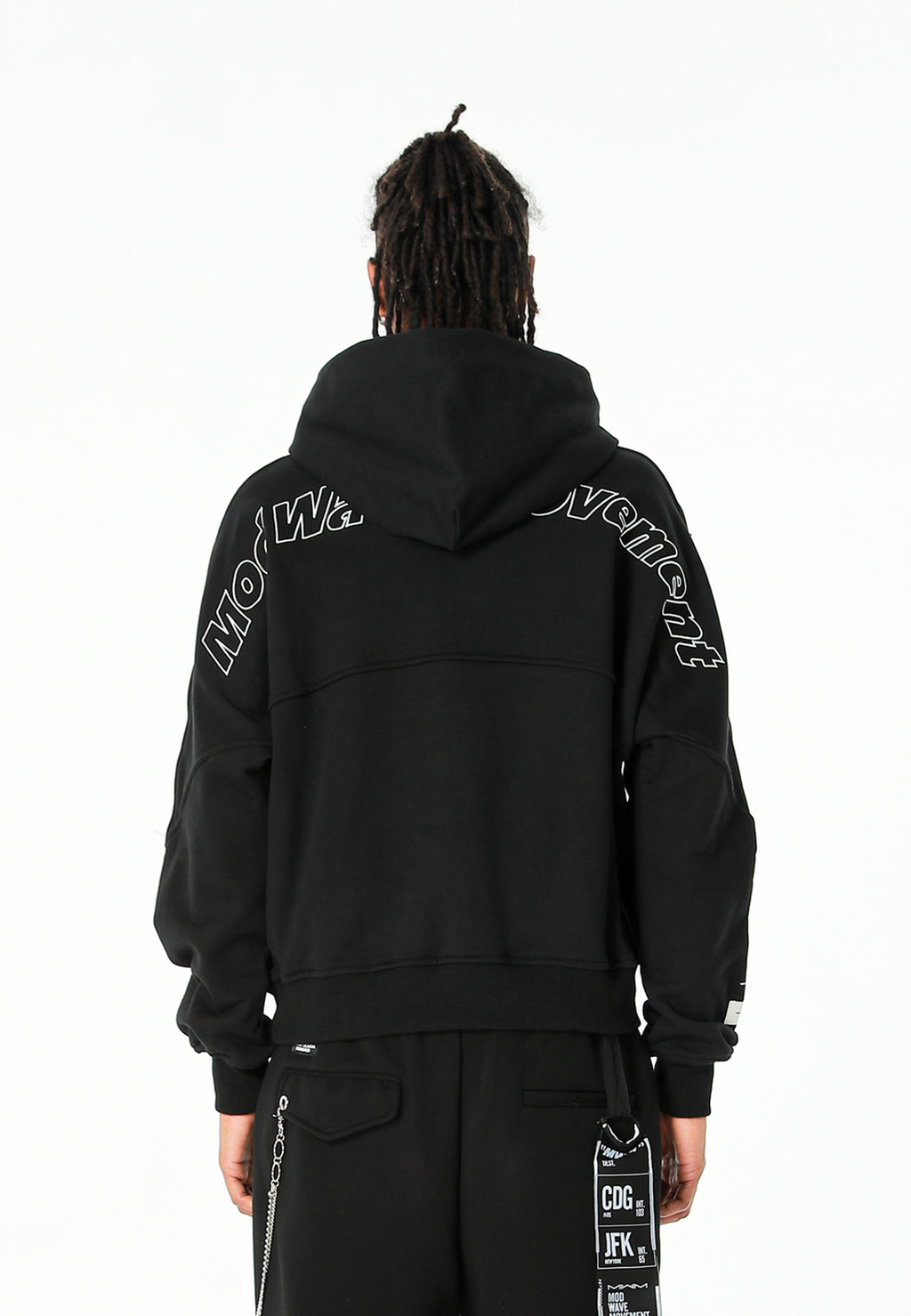 Sudadera con capucha corta lavada con bordado Mod Wave Movement en los hombros | MWM [PS_COLORS:BLACK]