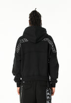 Sudadera con capucha corta lavada con bordado Mod Wave Movement en los hombros | MWM [PS_COLORS:BLACK]