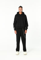 Sudadera con capucha corta lavada con bordado Mod Wave Movement en los hombros | MWM [PS_COLORS:BLACK]