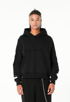 Sudadera con capucha corta lavada con bordado Mod Wave Movement en los hombros | MWM [PS_COLORS:BLACK]
