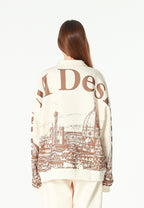 Sudadera polo con paisaje full-print y media cremallera | MWM [PS_COLORS:BROWN]