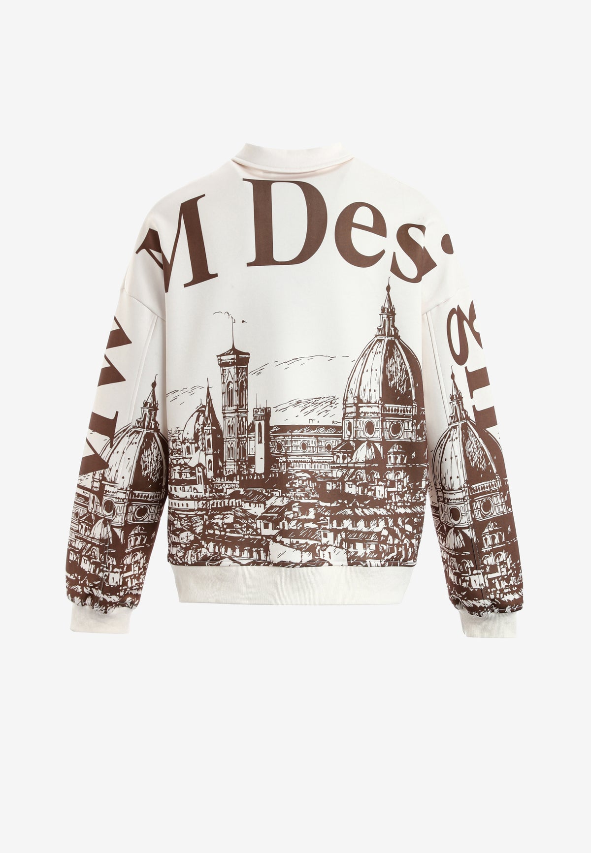 Sudadera polo con paisaje full-print y media cremallera | MWM [PS_COLORS:BROWN]