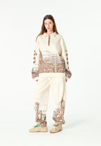 Sudadera polo con paisaje full-print y media cremallera | MWM [PS_COLORS:BROWN]