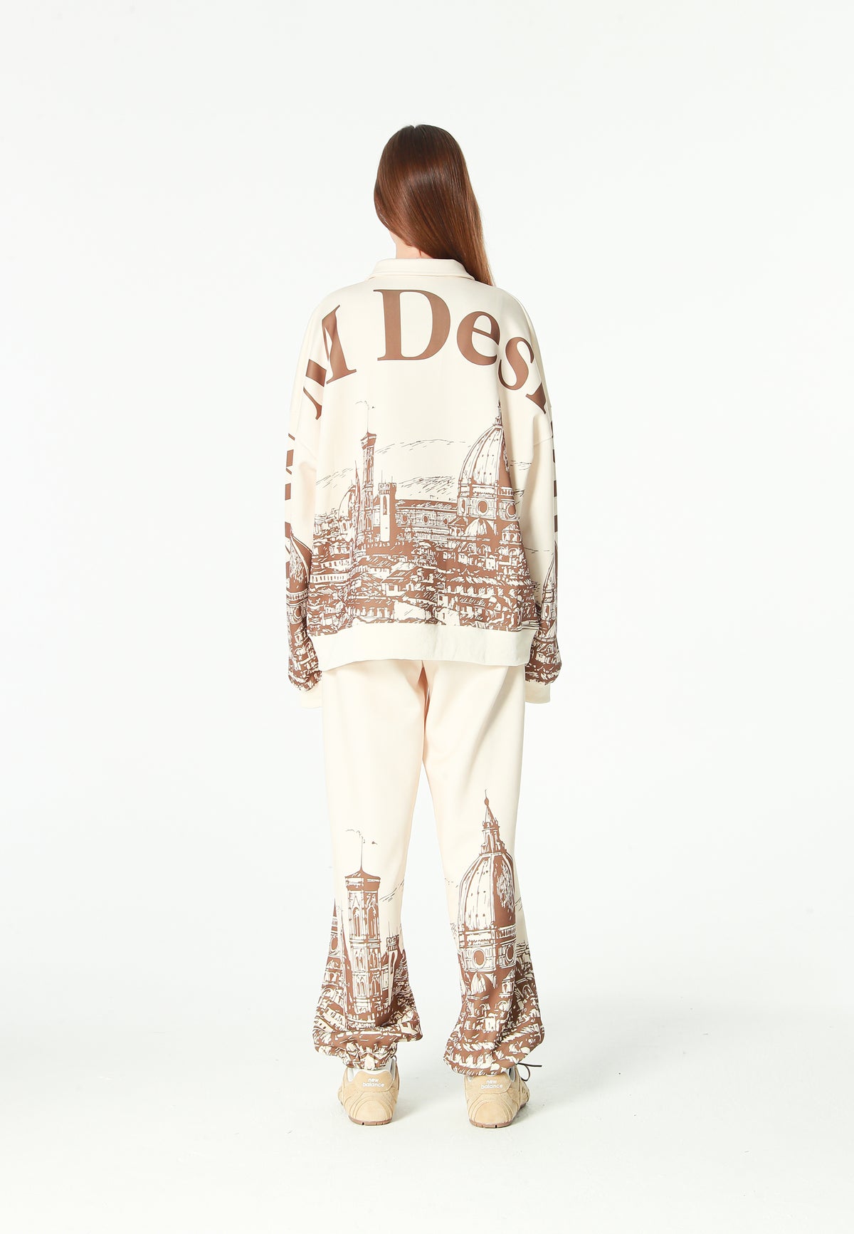 Sudadera polo con paisaje full-print y media cremallera | MWM [PS_COLORS:BROWN]