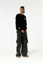 Sudadera Vanguard Dogs VDOG corta con bulldog y aplicaciones efecto piel en la espalda | MWM [PS_COLORS:BLACK]