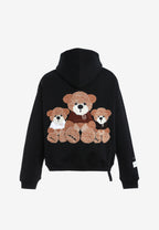 Sudadera con capucha TEDDY corta con parche Teddy de peluche en la espalda | MWM [PS_COLORS:BLACK]