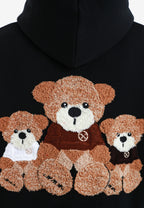 Sudadera con capucha TEDDY corta con parche Teddy de peluche en la espalda | MWM [PS_COLORS:BLACK]