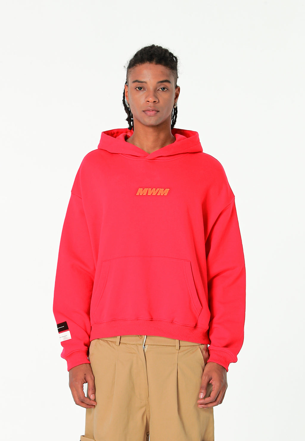 Sudadera con capucha TEDDY corta con parche Teddy de peluche en la espalda | MWM [PS_COLORS:RED]