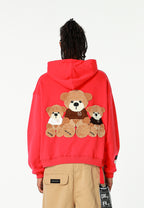 Sudadera con capucha TEDDY corta con parche Teddy de peluche en la espalda | MWM [PS_COLORS:RED]