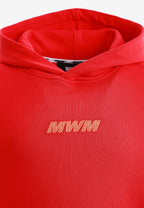 Sudadera con capucha TEDDY corta con parche Teddy de peluche en la espalda | MWM [PS_COLORS:RED]