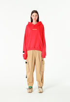 Sudadera con capucha TEDDY corta con parche Teddy de peluche en la espalda | MWM [PS_COLORS:RED]