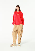 Sudadera con capucha TEDDY corta con parche Teddy de peluche en la espalda | MWM [PS_COLORS:RED]
