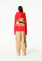 Sudadera con capucha TEDDY corta con parche Teddy de peluche en la espalda | MWM [PS_COLORS:RED]