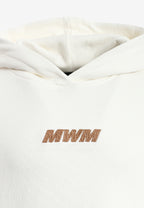 Sudadera con capucha TEDDY corta con parche Teddy de peluche en la espalda | MWM [PS_COLORS:WHITE]