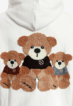 Sudadera con capucha TEDDY corta con parche Teddy de peluche en la espalda | MWM [PS_COLORS:WHITE]