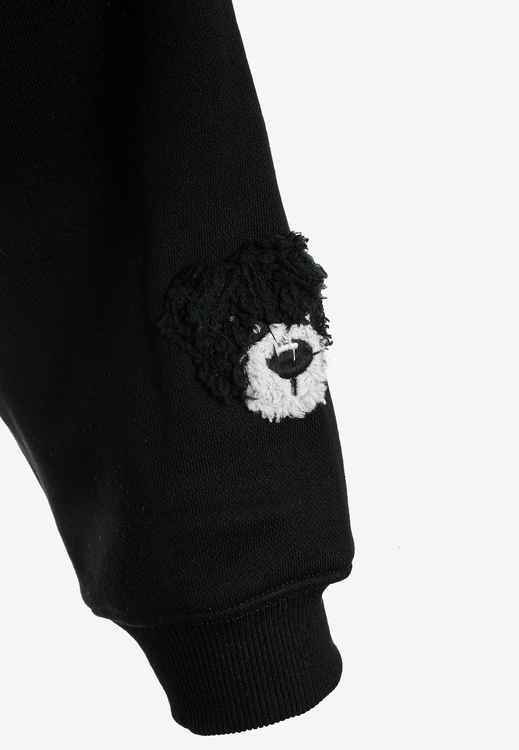 Sudadera corta con capucha de mujer TEDDY Mike Bag con gran parche frontal y detalles en mangas | MWM [PS_COLORS:BLACK]