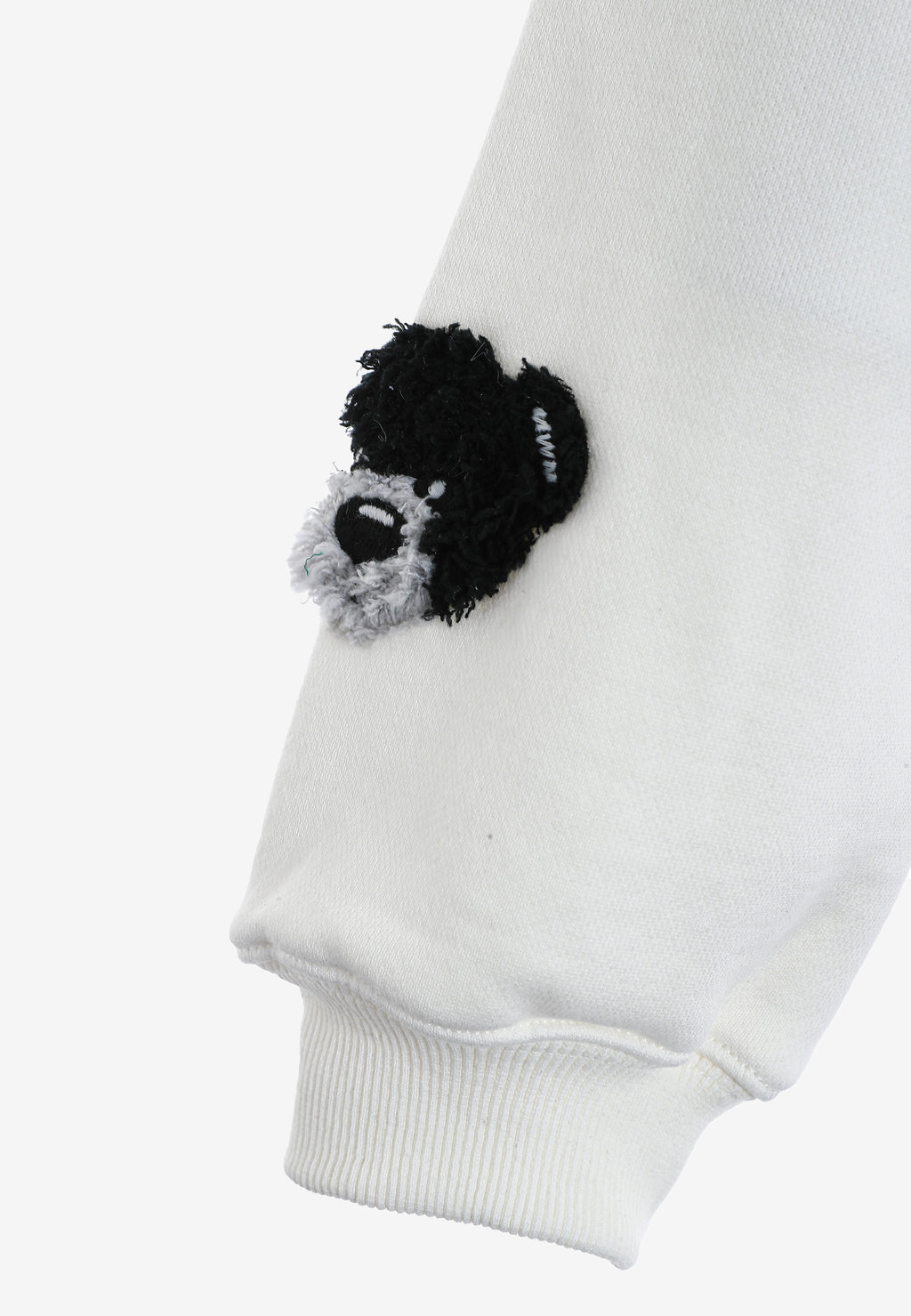 Sudadera corta con capucha de mujer TEDDY Mike Bag con gran parche frontal y detalles en mangas | MWM [PS_COLORS:WHITE]