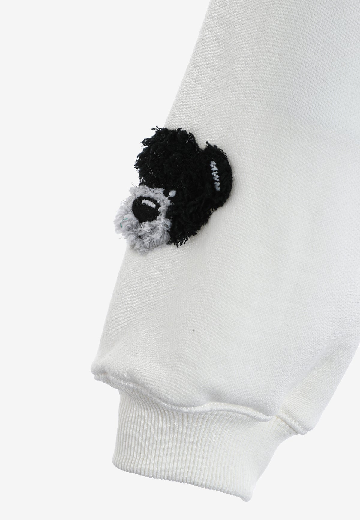 Sudadera corta con capucha de mujer TEDDY Mike Bag con gran parche frontal y detalles en mangas | MWM [PS_COLORS:WHITE]
