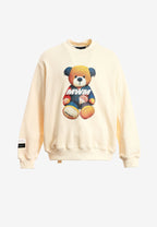 Sudadera TEDDY de corte relajado con print patchwork 3D en el frontal | MWM [PS_COLORS:BEIGE]