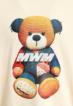 Sudadera TEDDY de corte relajado con print patchwork 3D en el frontal | MWM [PS_COLORS:BEIGE]