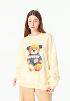 Sudadera TEDDY de corte relajado con print patchwork 3D en el frontal | MWM [PS_COLORS:BEIGE]