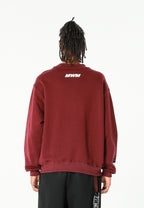 Sudadera TEDDY de corte relajado con print patchwork 3D en el frontal | MWM [PS_COLORS:BURGUNDY]