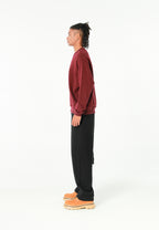 Sudadera TEDDY de corte relajado con print patchwork 3D en el frontal | MWM [PS_COLORS:BURGUNDY]