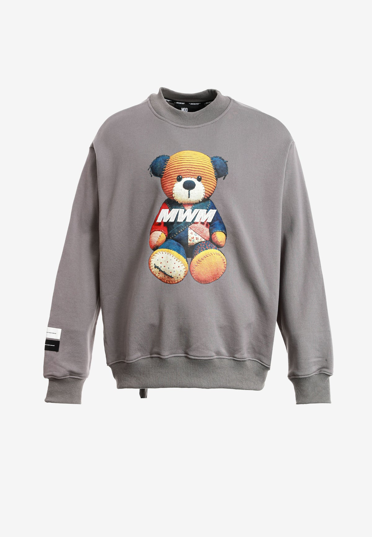 Sudadera TEDDY de corte relajado con print patchwork 3D en el frontal | MWM [PS_COLORS:GREY]