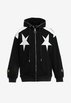 Sudadera con capucha Wings de corte relajado con estrellas frontales y alas en la espalda | MWM [PS_COLORS:BLACK]