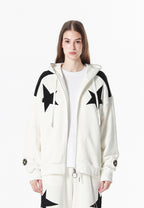 Sudadera con capucha Wings de corte relajado con estrellas frontales y alas en la espalda | MWM [PS_COLORS:WHITE]