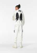 Sudadera con capucha Wings de corte relajado con estrellas frontales y alas en la espalda | MWM [PS_COLORS:WHITE]