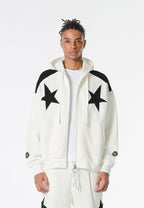 Sudadera con capucha Wings de corte relajado con estrellas frontales y alas en la espalda | MWM [PS_COLORS:WHITE]