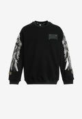 Sudadera Wings de corte relajado con alas de tachuelas en hombros y mangas | MWM [PS_COLORS:BLACK]
