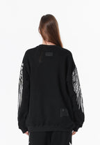 Sudadera Wings de corte relajado con alas de tachuelas en hombros y mangas | MWM [PS_COLORS:BLACK]