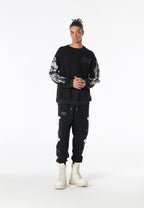 Sudadera Wings de corte relajado con alas de tachuelas en hombros y mangas | MWM [PS_COLORS:BLACK]