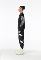 Sudadera Wings de corte relajado con alas de tachuelas en hombros y mangas | MWM [PS_COLORS:BLACK]