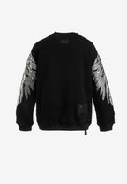 Sudadera Wings de corte relajado con alas de tachuelas en hombros y mangas | MWM [PS_COLORS:BLACK]