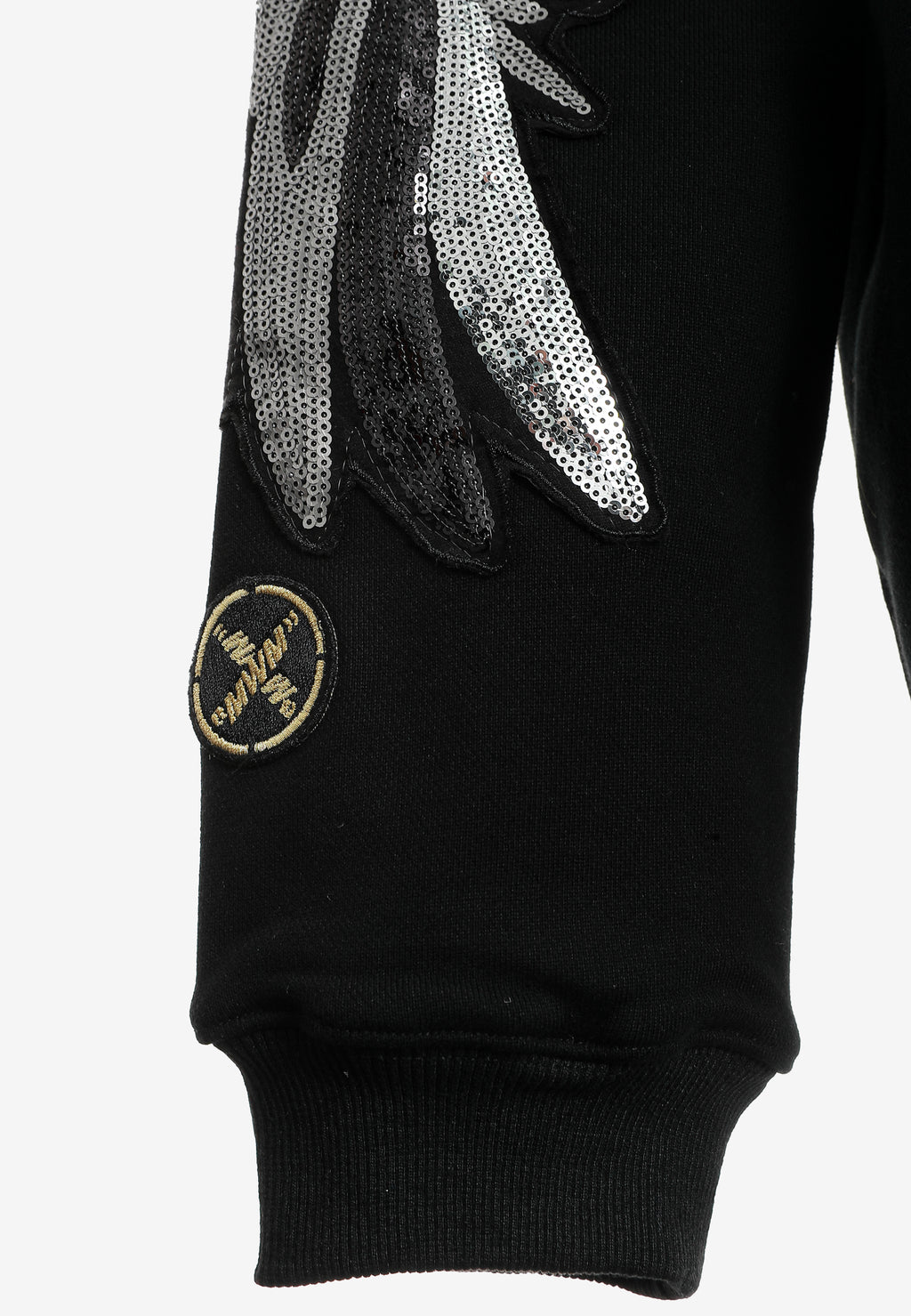 Sudadera Wings de corte relajado con alas de tachuelas en hombros y mangas | MWM [PS_COLORS:BLACK]