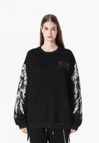 Sudadera Wings de corte relajado con alas de tachuelas en hombros y mangas | MWM [PS_COLORS:BLACK]