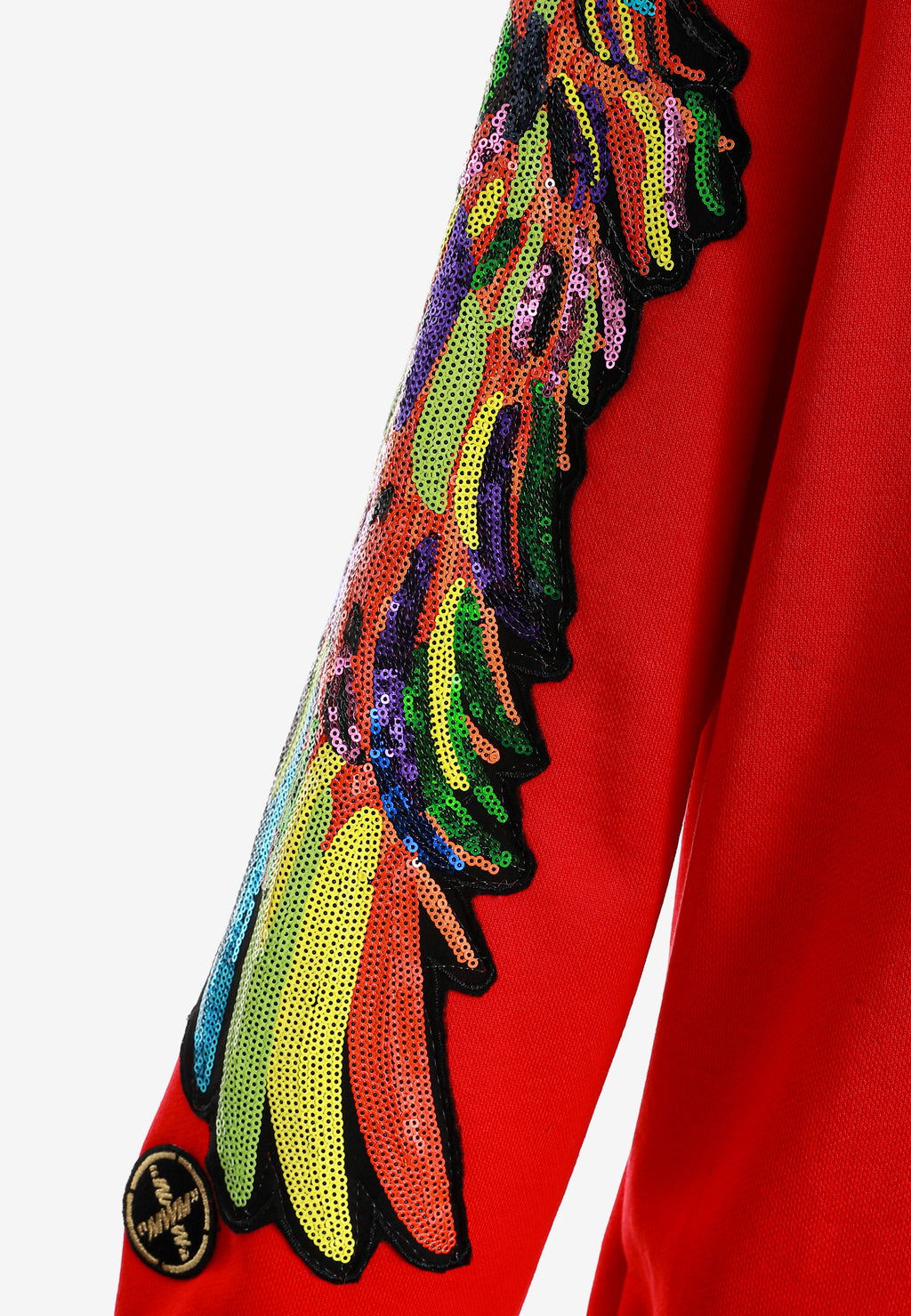 Sudadera Wings de corte relajado con alas de tachuelas en hombros y mangas | MWM [PS_COLORS:RED]