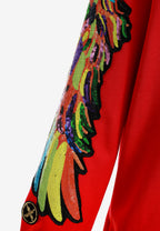 Sudadera Wings de corte relajado con alas de tachuelas en hombros y mangas | MWM [PS_COLORS:RED]