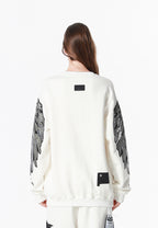Sudadera Wings de corte relajado con alas de tachuelas en hombros y mangas | MWM [PS_COLORS:WHITE]
