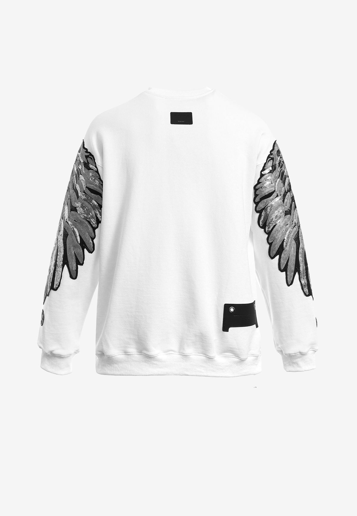 Sudadera Wings de corte relajado con alas de tachuelas en hombros y mangas | MWM [PS_COLORS:WHITE]