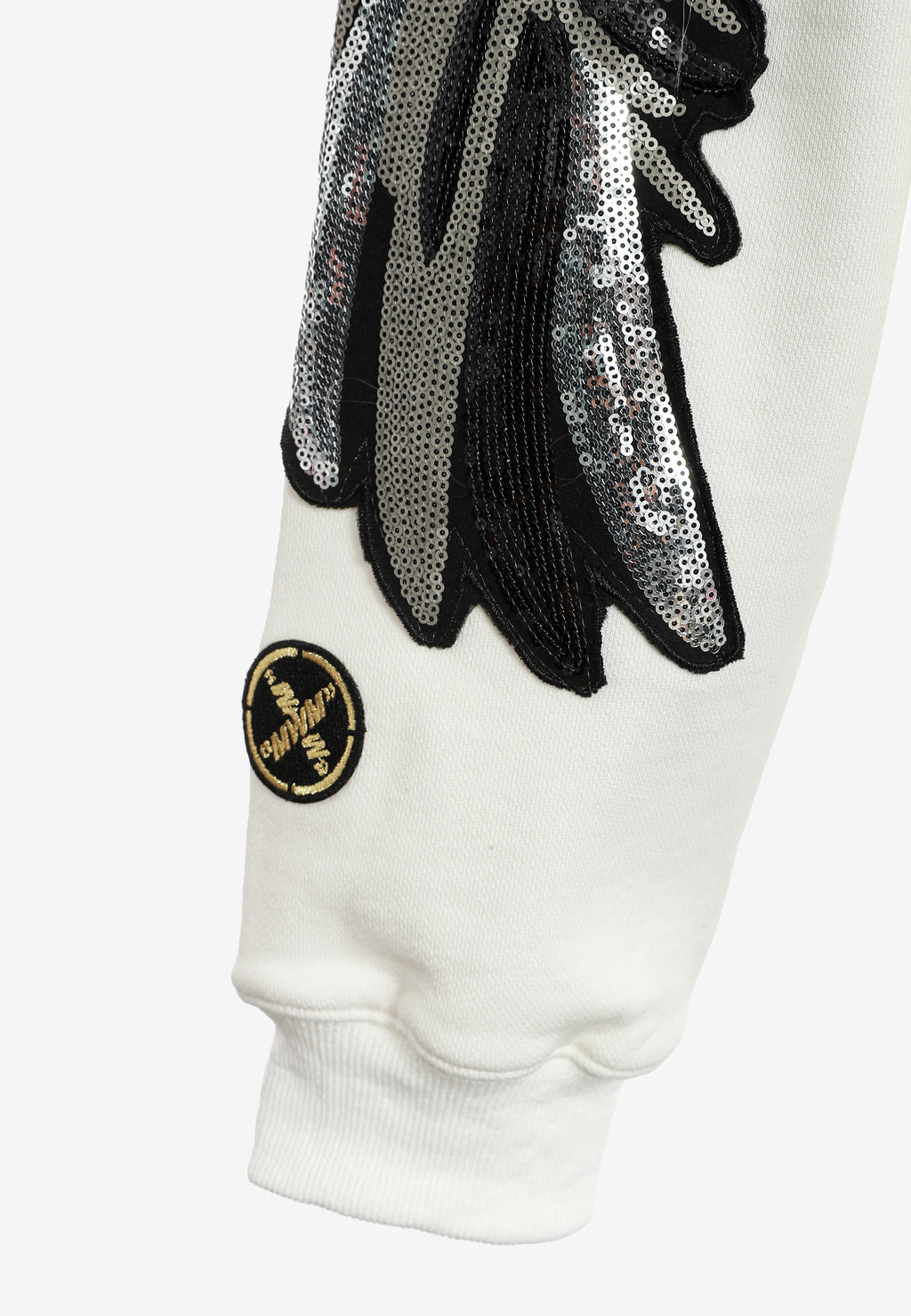 Sudadera Wings de corte relajado con alas de tachuelas en hombros y mangas | MWM [PS_COLORS:WHITE]