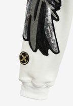 Sudadera Wings de corte relajado con alas de tachuelas en hombros y mangas | MWM [PS_COLORS:WHITE]