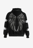 Sudadera con capucha Wings de corte relajado con Mini Wings en mangas y alas de strass en la espalda | MWM [PS_COLORS:BLACK]