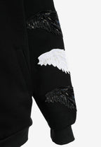Sudadera con capucha Wings de corte relajado con Mini Wings en mangas y alas de strass en la espalda | MWM [PS_COLORS:BLACK]
