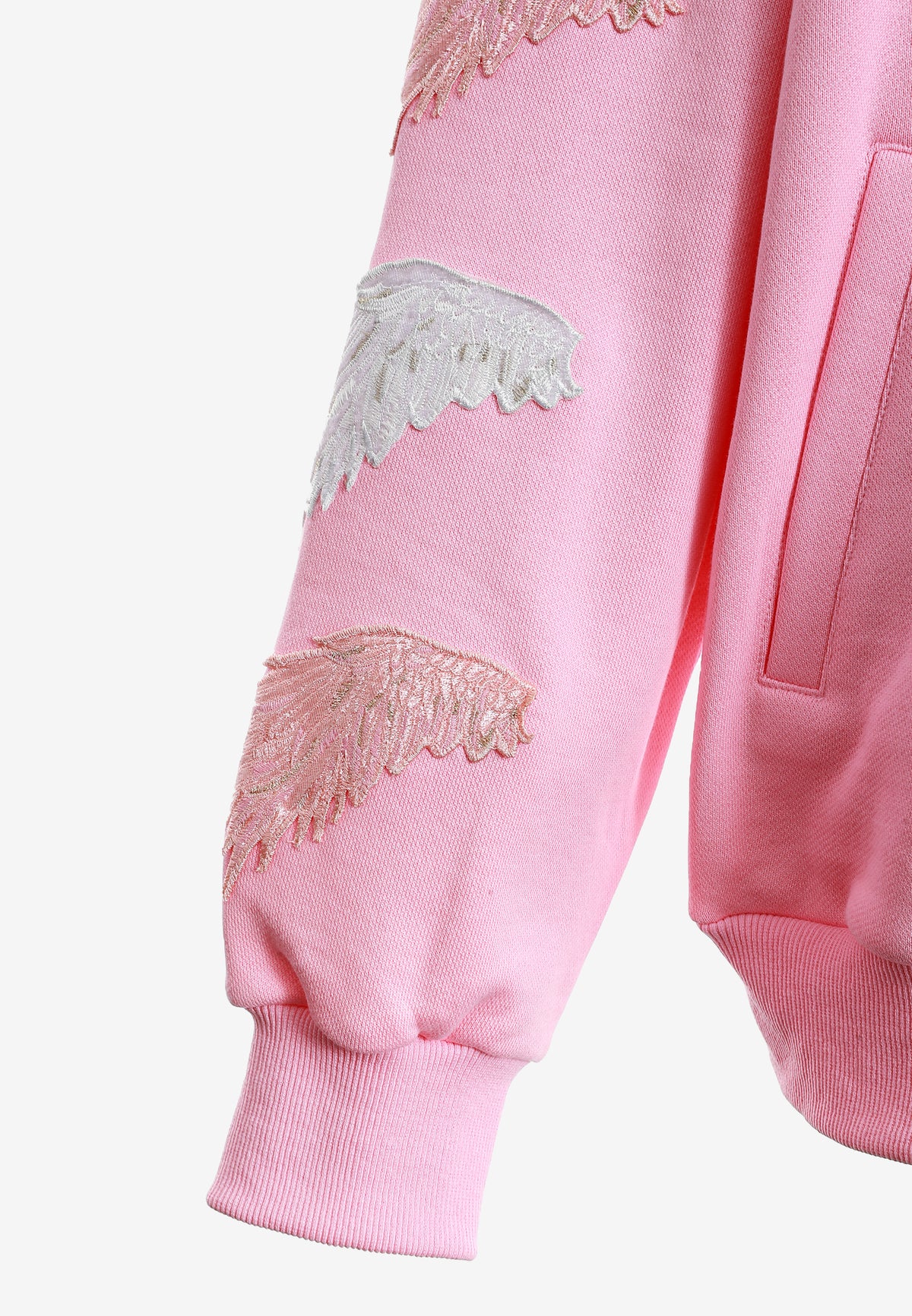 Sudadera con capucha Wings de corte relajado con Mini Wings en mangas y alas de strass en la espalda | MWM [PS_COLORS:PINK]